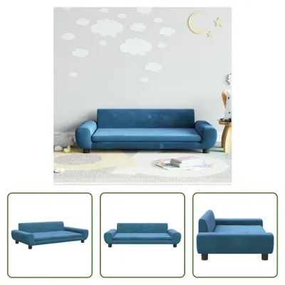 Imagen del producto de Living Store: Sofá infantil azul, 100x54x33 cm, tapizado en terciopelo