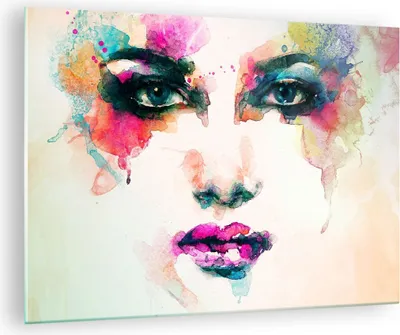 Produktbild von Bilder auf glas - Frau Gesicht Kosmetik - 70x50cm - Glasbilder - Wandbilder - Kunstdruck - zum Aufhängen bereit - Wanddekoration aus Glas - Glas Bilder - Wandbild auf Glas - Einteilig - GAA70x50-3050