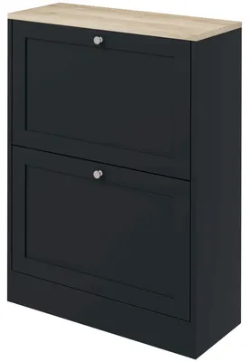 Produktbild von Schuhschrank fš¹r 12 Paar Schuhe, Flurschrank mit 2 Klappschubladen und verstellbaren Einlegeb?den, 60 x 23,5 x 80 cm, Schwarz