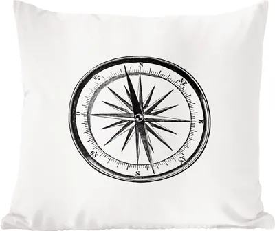 Produktbild von MuchoWow® Zierkissen Sofakissen Wohnzimmer Dekokissen 50x50 cm Retro - Kompass - Vintage - Komfort - Sofakissen