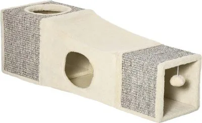 Productafbeelding van Famanu katten tunnel met speeltje en sisaltunnel - Ruime speelplek voor katten