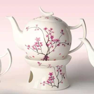 Produktbild von Teekanne CHERRY BLOSSOM Kirschblüten 2 Liter + Stövchen weiß rosa TeaLogic