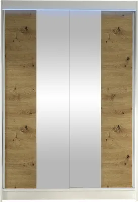 Produktbild von MIRJAN24 Schiebetürenschrank Lino II, mit Spiegel, Kleiderschrank vom Hersteller (Weiß / Artisan Eiche, mit RGB LED Beleuchtung)