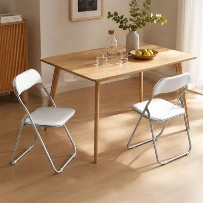 Produktbild von Klappstuhl Dgraf, Set mit 2 platzsparenden Stühlen, Gästestuhl, Besprechungssitz aus , 43x47h80 cm, Weiß
