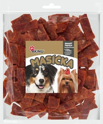 A bag of dog treats with a label showing two dogs.