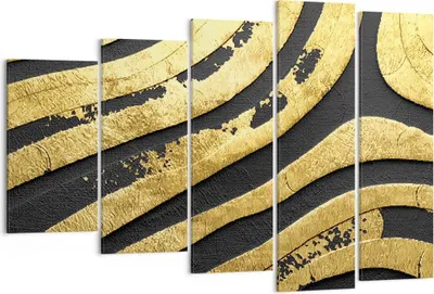 Produktbild von Bild auf Leinwand - Leinwandbild - 5 Teile - Abstraktion dreidimensional Gold - 150x100cm - Wand Bild - Wanddeko - Wandbilder - Leinwanddruck - Bilder - Wanddekoration - Leinwand bilder EG150x100-4461
