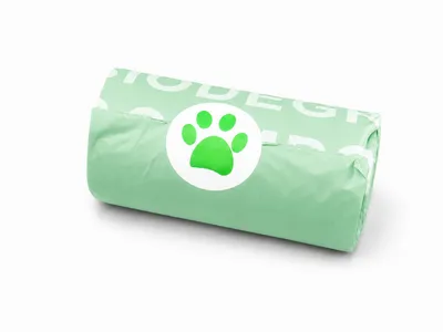 Produktbild von Kompostierbare  Hundekotbeutel aus Maisstärke 23x33 cm 15 µm Grün – 240 Stück je Pack – 6000 Stück Karton – RyanPack, KI-generiertes Bild