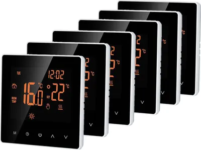 Zdjęcie produktu dla 6X Inteligentny termostat pokojowy Termostat, elektryczne ogrzewanie podłogowe ekran dotykowy LCD tygodniowy programowalny blokada przed dziećmi funkcja pamięci dla domu biura hotelu 16A