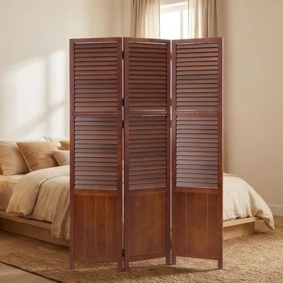 Produktbild von 1358, Paravent Raumteiler Innen 3 teilig Holz Braun Trennwand Sichtschutz