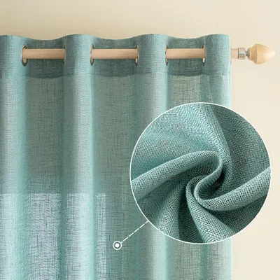 Immagine prodotto di Decorazioni per finestre EMEMA in lino, semitrasparenti, 2 pezzi, 140 x 215 cm, turchese
