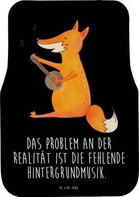 Produktbild von Mr. & Mrs. Panda Automatte Fuchs Gitarre - Schwarz - Geschenk, Auto Fußmatte, Musikerin, Fürs, Singen, Optimistisch, Sänger, Musik, Autoteppich, Teppich