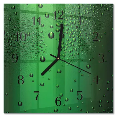Produktbild von Tulup Glasuhr Wanduhr Küchenuhr Echt-Glas 30x30 cm Modern Dekorativ Geräuschlos Schwarzen Zeigern - Wassertropfen