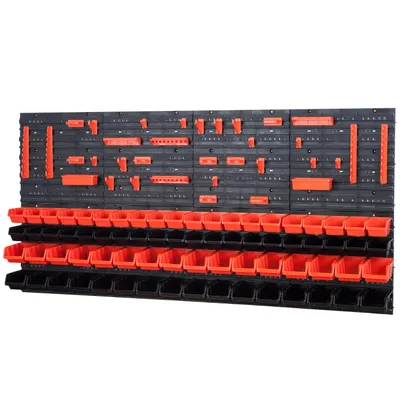 Image de 72 bacs gerbables avec étagère murale 160 x 80 cm | étagère murale de stockage