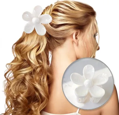 Produktbild von ECARLA Haarspange XL Blume Marmor Weiß SP379B