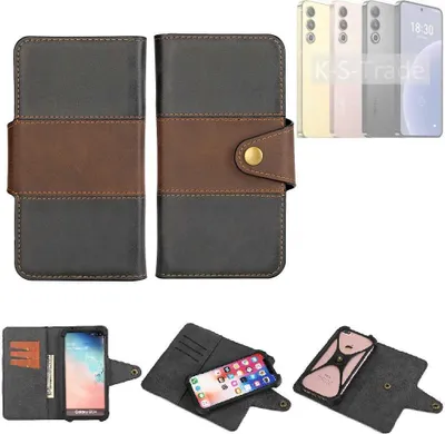 Produktbild von K-S-Trade Handyhülle Schutzhülle Hülle Bookstyle Wallet-Case kompatibel mit Meizu 20 Bumper Rundumschutz schwarz-braun 1x