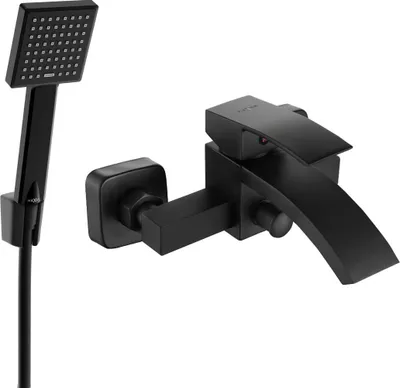 Produktbild von Mexen Libra R45 Wannenbatterie mit Brausegarnitur, Schwarz - 74513R45-70