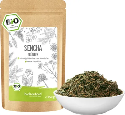 Produktbild von Grüner Sencha Tee 250 g I lose und geschnitten I aromatischer Sencha Grüntee I 100% natürlich I bioKontor