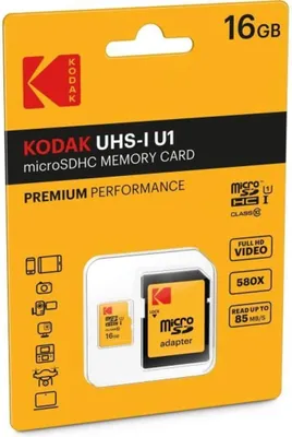 Immagine prodotto di Scheda SD MicroSD 16GB KODAK Gold+ SDHC CL10 e adattatore Bliste
