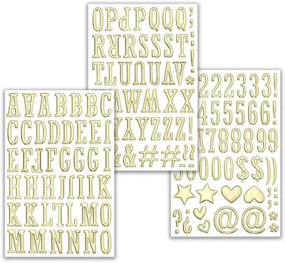 Productafbeelding van Alfanumerische Sticker - Goldene Buchstaben und Ziffern - 3 Blätter 1 Zoll