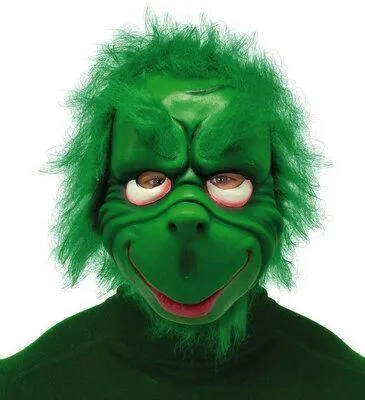 Image de Masque Grinch vert avec cheveux - Noël
