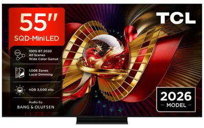 Obrázek produktu pro TCL C8L 55C8L, 139,7 cm (55"), 3840 x 2160 px, LCD, Smart TV, Wi-Fi, Černá
