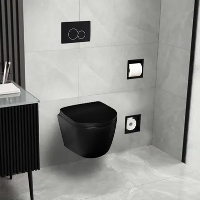 Produktbild von Balneo Hänge WC LUXA Spülrandlos 48,5×36,5×36,5 cm WC-Sitz mit Absenkautomatik schwarz