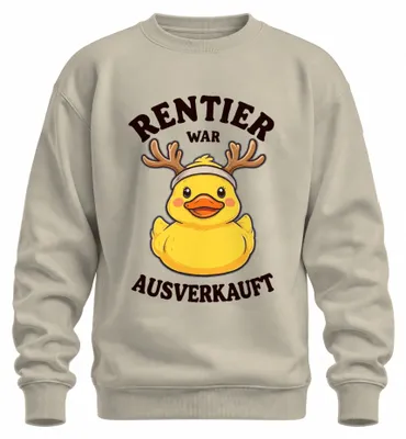 Imagen del producto de Camiseta de cuello redondo o sudadera con estampado de un reno con un pato de goma en la cabeza, diseño uni, color natural, talla XXL