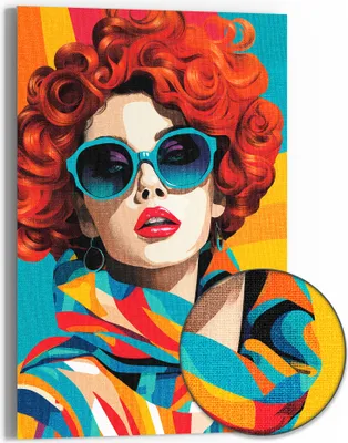 Produktbild von DEQOART Hybrid Leinwand Bild 60x90 cm 'Stilvolle Retrodiva' Wandbild Glas flach modern
