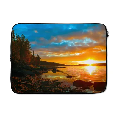 Produktbild von MuchoWow® Laptop Hülle 13 Zoll Sonne - Landschaft - Wasser - Bäume Laptoptasche - Laptophülle - Sleeve - Rundumschutz