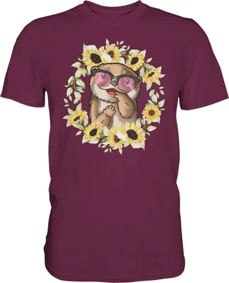 Produktbild von Otter Sonnenblumen Shirt Gärtner Sommer Garten Motiv – Burgundy / S