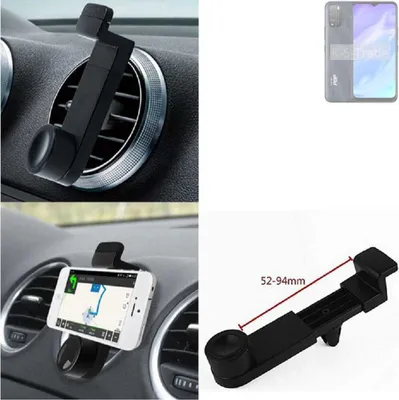 Produktbild von K-S-Trade Lüftungshalterung kompatibel mit Tecno Pop 5X KFZ-Halterung Autohalterung Handy-halterung Lüftungsgitter Lüftungsschlitze Schwarz