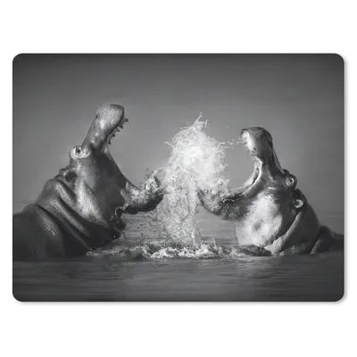 Produktbild von MuchoWow® Mauspad Mousepad Tiere - Nilpferd - Wasser - Schwarz - Weiß 23x19 cm - Mousepads - Maus Mat - Pad - Mausunterlage - Schreibtischunterlage - Mauspad