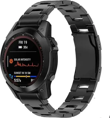 Produktbild von By Qubix Titanium Gliederarmband - Schwarz - passend für Garmin Fenix 8 / 8 Pro - 51 mm