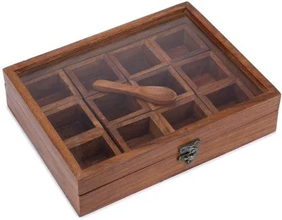 Produktbild von Kräutertöpfe - 12 Fächer - Holzkonstruktion - 25,5 x 19,5 x 6,3 cm
