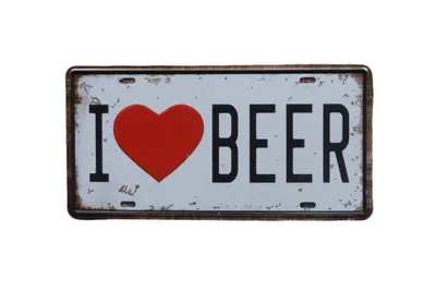 Produktbild von I love beer Blechschild 15x30 cm – Metallschild – Bar Deko - Retro Blechschild