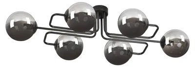 Image de Suspension BRENDI avec sphères en verre graphite et structure noire