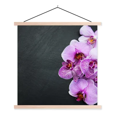 Produktbild von MuchoWow® Textilposter Orchidee - Blumen - Rosa - Flora 40x40 cm mit holzfarbenen Rahmen - Posterleiste