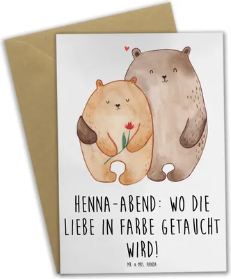 Produktbild von Mr. & Mrs. Panda neujahrskarte Henna-Abend Farbenliebe - Weiß - Geschenk, einladungskarten, Heirat, weihnachtskarten, Henna, hochzeitskarten, Familie, Geschenke, Braut