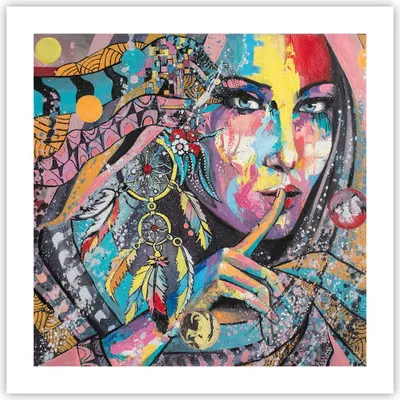 Produktbild von Poster - Poster ohne Rahmen - frau folklore - 50x50 cm - Wand Bild - Wanddeko - Wandbilder - Kunstposter - Wandposter - Bilder - Kunstdruck - Wanddekoration - Wandbild - P2XAC50x50-3427