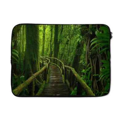 Produktbild von MuchoWow® Laptop Hülle 13 Zoll Dschungel - Brücke - Moos - Natur - Tropisch Laptoptasche - Laptophülle - Sleeve - Rundumschutz