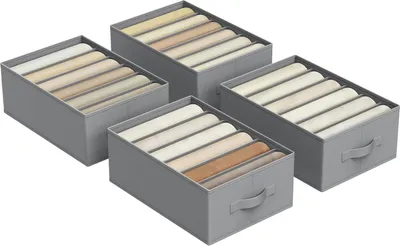 Produktbild von Famanu Set von 4 faltbaren Schubladenteiler-Organizern, 6 Fächer, Taubengrau