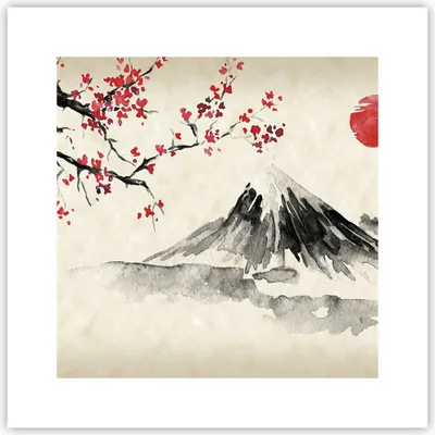 Produktbild von Poster - Poster ohne Rahmen - Aquarell asiatisch Landschaft - 30x30 cm - Wand Bild - Wanddeko - Wandbilder - Kunstposter - Wandposter - Bilder - Kunstdruck - Wanddekoration - P2XAC30x30-4513