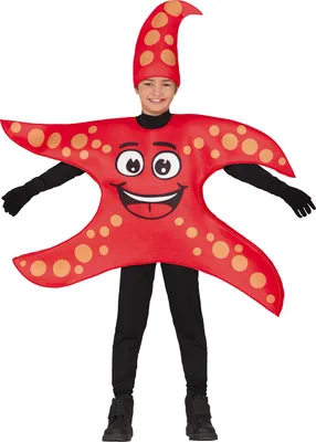 Produktbild von Meerestier Seestern Kostüm Fröhlich Karneval Ozean Spaß Figur Outfit Roter Overall Kinderlustig Voller Freude Maritime Thema Verkleidung Spotlights Glanz Auftritt Junge Abenteurer Fasching, Größe: 128/134 Farbe: Rot
