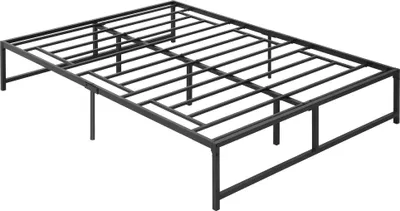 Image de Cadre de lit en métal - Lit double 140 cm - Pour matelas de 140 cm - Hauteur des pieds 35 cm - Sans espace de rangement - Montage nécessaire