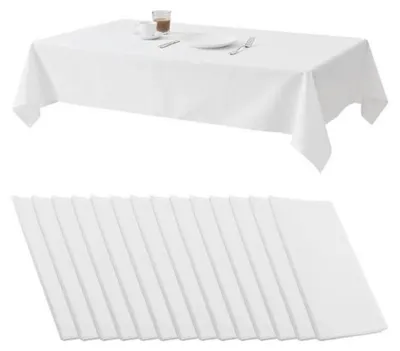 Obrázek produktu pro Jednorázová obdélníková ubrus, bílá, 15 kusů, rozměry 137x274 cm, materiál PEVA, voděodolná