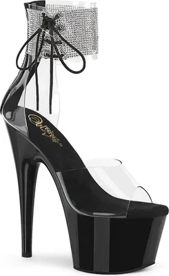 Produktbild von ADORE-724RS Damen Sandale von Pleaser, Transparent Schwarz Lack, EU 40, US 10
