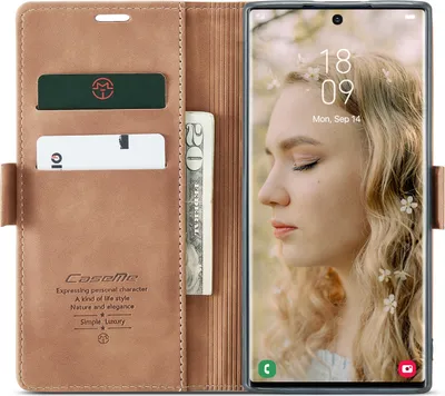 Produktbild von Hülle Samsung Galaxy S22-Ultra Handyhülle Klapphülle Tasche Etui Flip Case Hellbraun