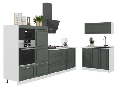 Produktbild von Küchenzeile Vicco Fame-Line Grün-Gold Landhaus/Weiß 380 cm, AP Eiche, Model 64129
