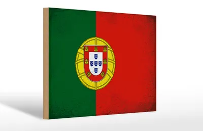 Produktbild von Holzschild Flagge Portugal 30x20cm Flag Portugal Vintage