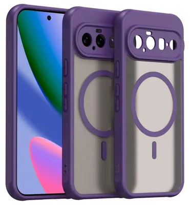 Image de Coque de protection MagSafe pour Google Pixel 11 Pro XL, en silicone, avec protection de l'appareil photo, finition mate, couleur lilas